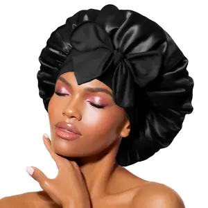 Strap Sleeping Hat Solid Color Imitation Silk Sleeping Hat Beauty and Hair Care Hat Headscarf Hat Wide Edge Color Ding Sleeping Hat