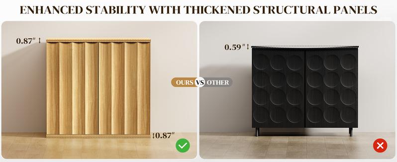 BROTTAR Fluted Sideboard Buffet Cabinet with Storage, 31.5" Modern Kitchen Cabinets with Doors, Coffee Bar Buffet Cabinet for Kitchen, Entryway Cabinets for Living Room, Natural BROTTAR Fluted Sideboard Buffet Cabinet with Storage, 31.5" Modern Kitchen Cabinets with Doors, Coffee Bar Buffet Cabinet for Kitchen, Entryway Cabinets for Living Room, Natural