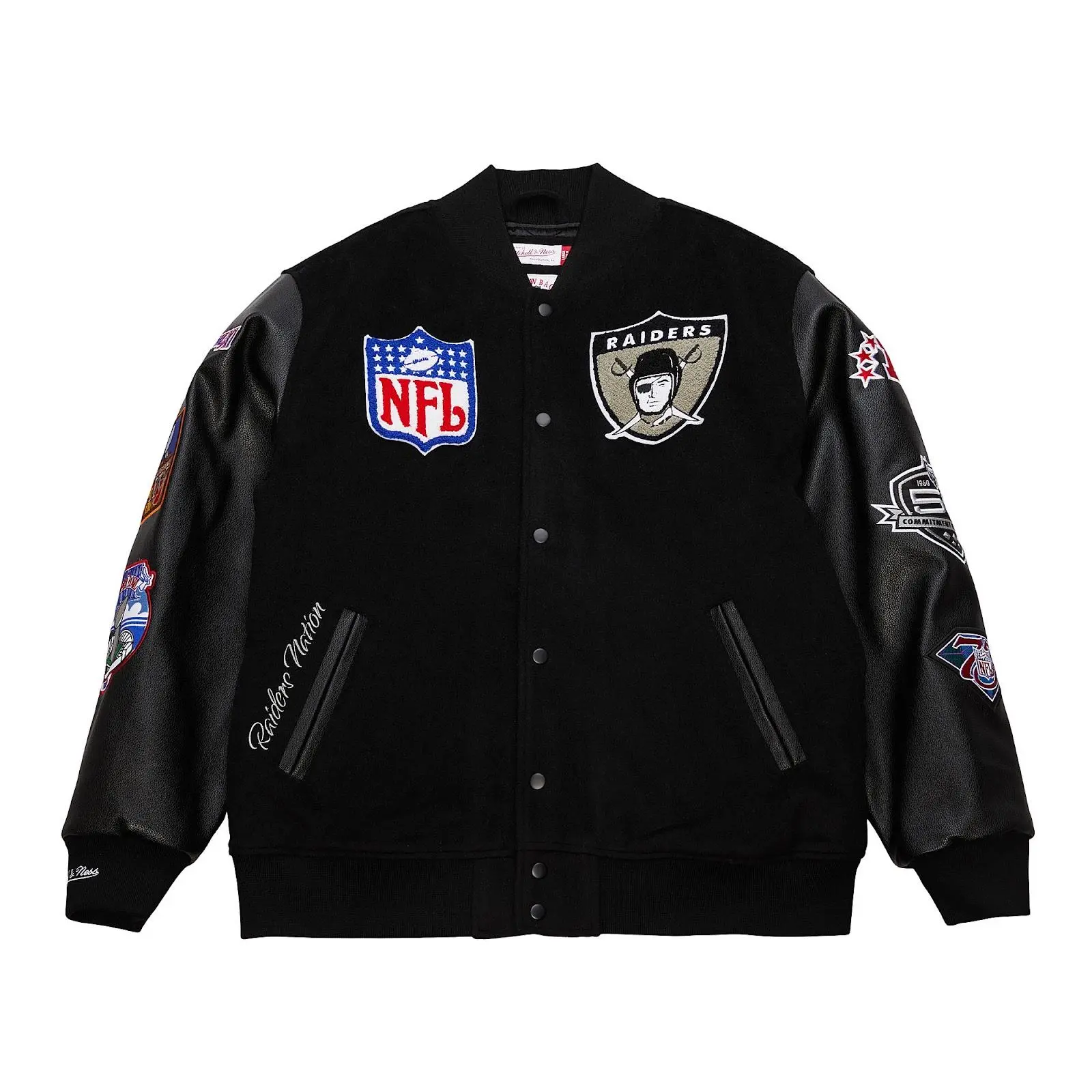 Men's Oakland Raiders Black Out Collection Vintage Logo Full-Snap Varsity Jacket