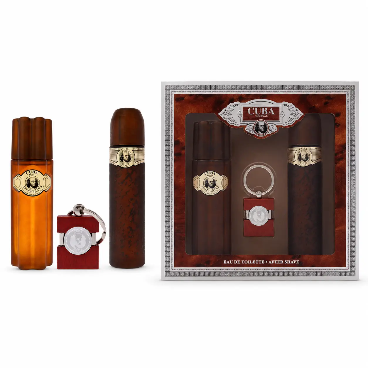 Cuba Gold Men’s Cologne Gift Set, 3-Pc EDT Spray, After Shave & Keychain, Long-Lasting Daily Fragrance Gift for Him