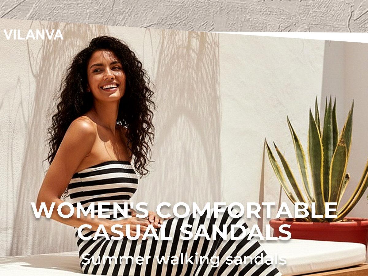 Vilanva Women’s Orthopedic Platform Walking Sandals with Arch Support Lightweight Breathable knitted upper Comfortable Plantar Fasciitis Relief Sport Sandals For 2026 Summer Trendy Outfits