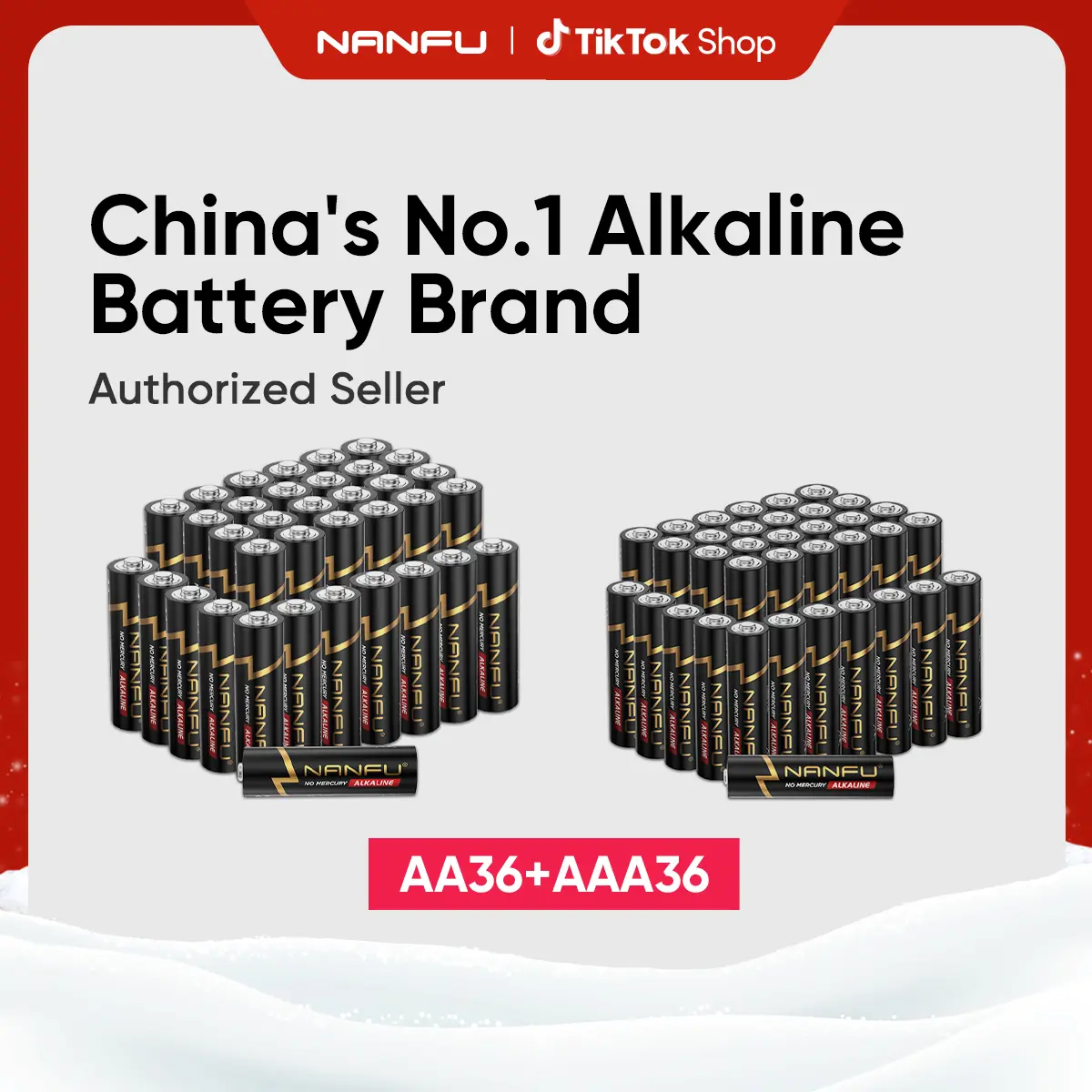 NANFU AA & AAA High-Performance Alkaline Batteries Combo Pack , 36 Double AA Batteries and 36 Triple AAA Batteries for Home and Office, 10-Year Shelf Life,Non-rechargeable