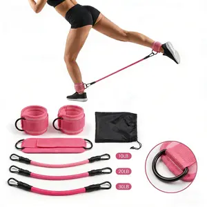 Resistance Band Set - 3 Adjustable Bands, Upgraded Ankle Straps, Storage Bag for Home Fitness Lower Body Workouts