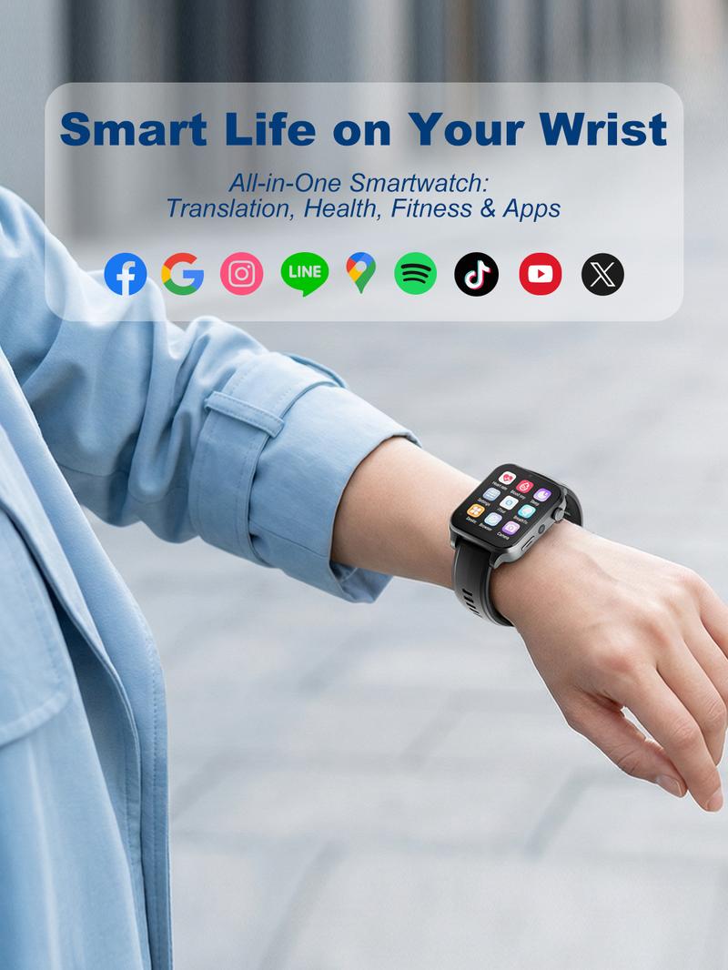 iTourTranslator AI Translator Smart Watch, Real Time Language Translator 127 Languages, Offline Translation Device for Men Women, Fitness Tracker Smartwatch with HR, Sleep Monitor, 9 Sport Modes