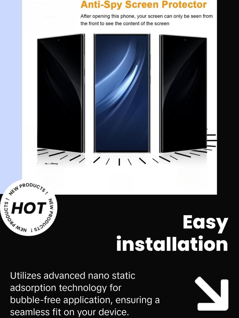 2+2 Pack Galaxy S23 Ultra Privacy Screen Protector and Camera Lens Protector,9H hardness Tempered Glass, 3D Full Coverage, Fingerprint Unlock, Easy to install For Galaxy S23 Ultra 6.8 Inch Protection Protective