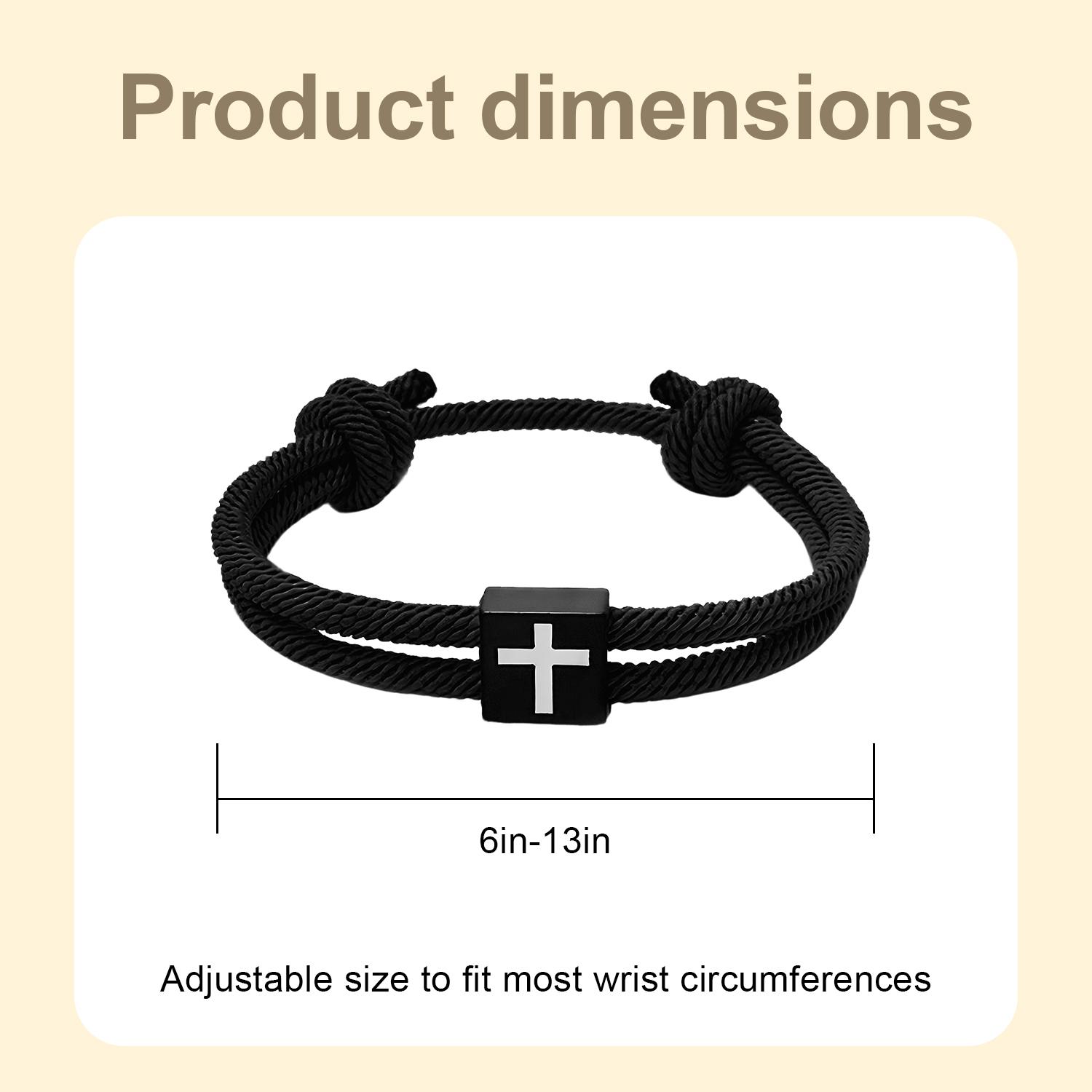 2pcs Cross Braided Rope Bracelets for Couples, Christmas Valentines Gifts, Fashionable Adjustable Bracelet for Men Women Teen Girls Fashion Jesus Bracelets Christian Baptism Gift