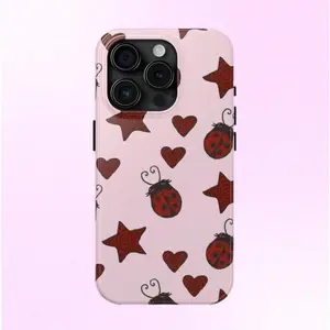 Red Ladybug Stars Hearts Phone Case Y2K Cute Bug Pattern Cool Girl Gift MagSafe Case Phone - Case For iphone 17 pro case iphone 16 pro max case 15 14 13 12 11 & Samsung S25 S24 Ultra