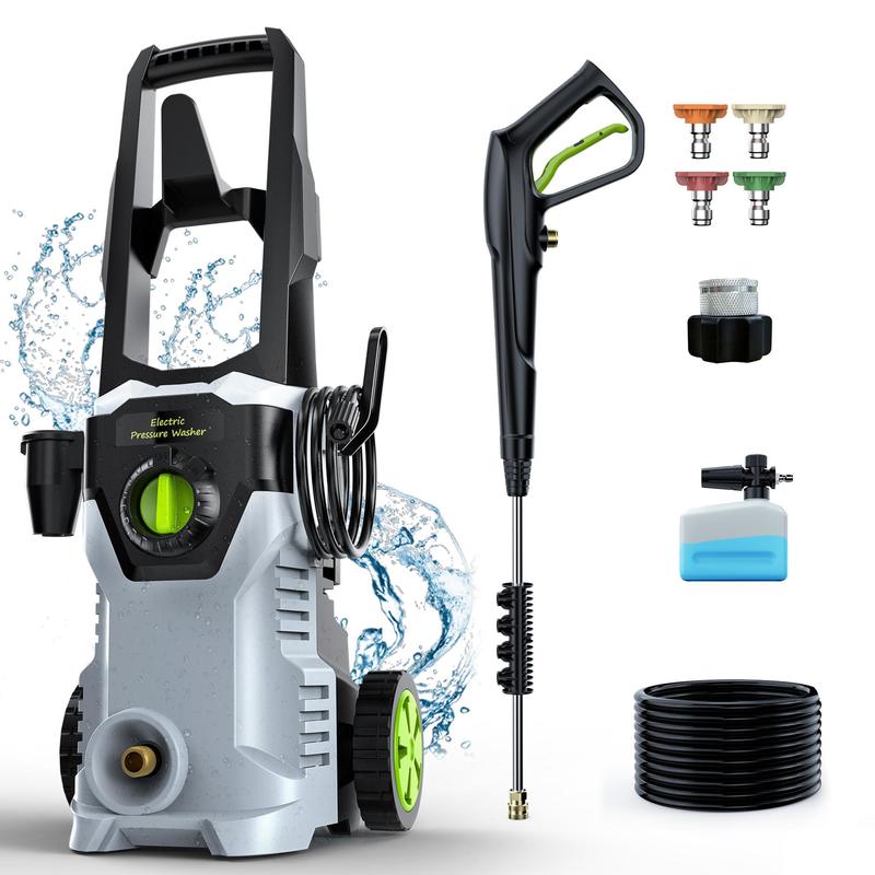 【Jumpstart Sale】Pressure Washer, Portable Power Washer, 4 Quick Connect Nozzles, High Pressure Cleaning Machine for Car Fence Driveway Patio Washing and More