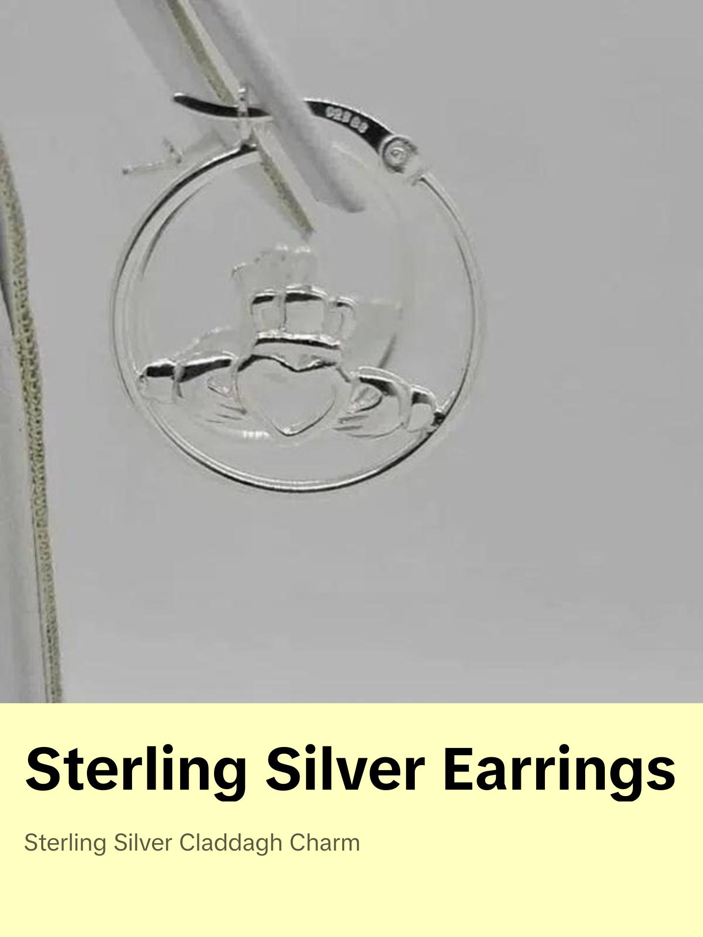 Brand New Sterling Silver 925 Claddagh Earrings