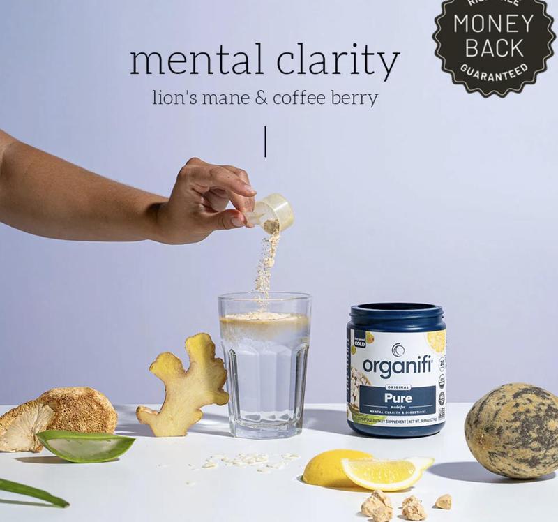 Organifi Pure - Stimulation in Learning, Memory, Focus, and Clarity - Natural Dietary Edible Fitness Supplement