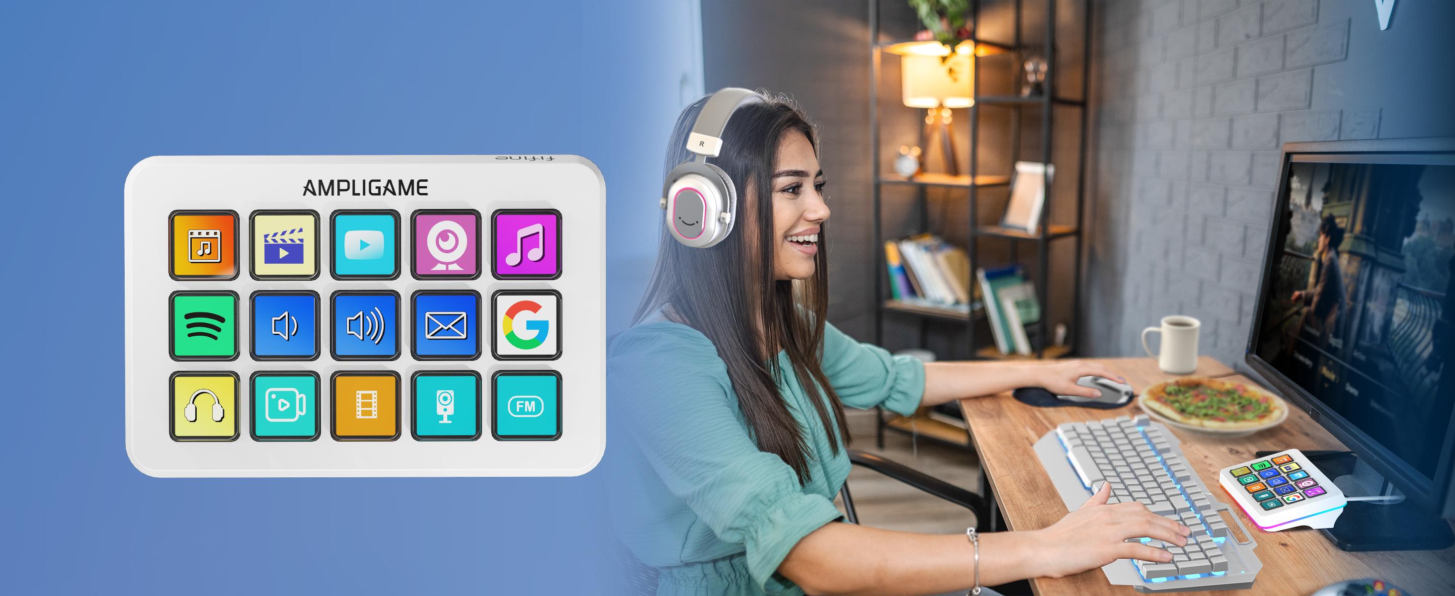 FIFINE AmpliGame LCD Keyboard with 15 Shortcuts for OBS Streaming Studio with Macro Keys, Trigger Actions, PC Media RGB Gaming Controller Deck for Content Creation/Office Work-D6