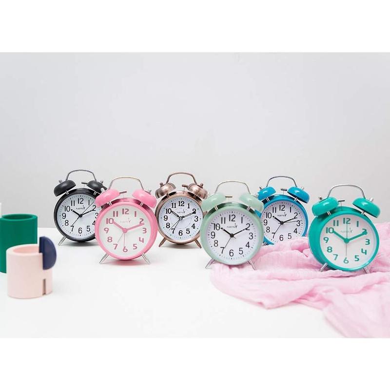 Loud Alarm for Deep Sleepers 4'' Twin Bell Alarm Clock with Backlight for Bedroom and Home Decoration(Green)