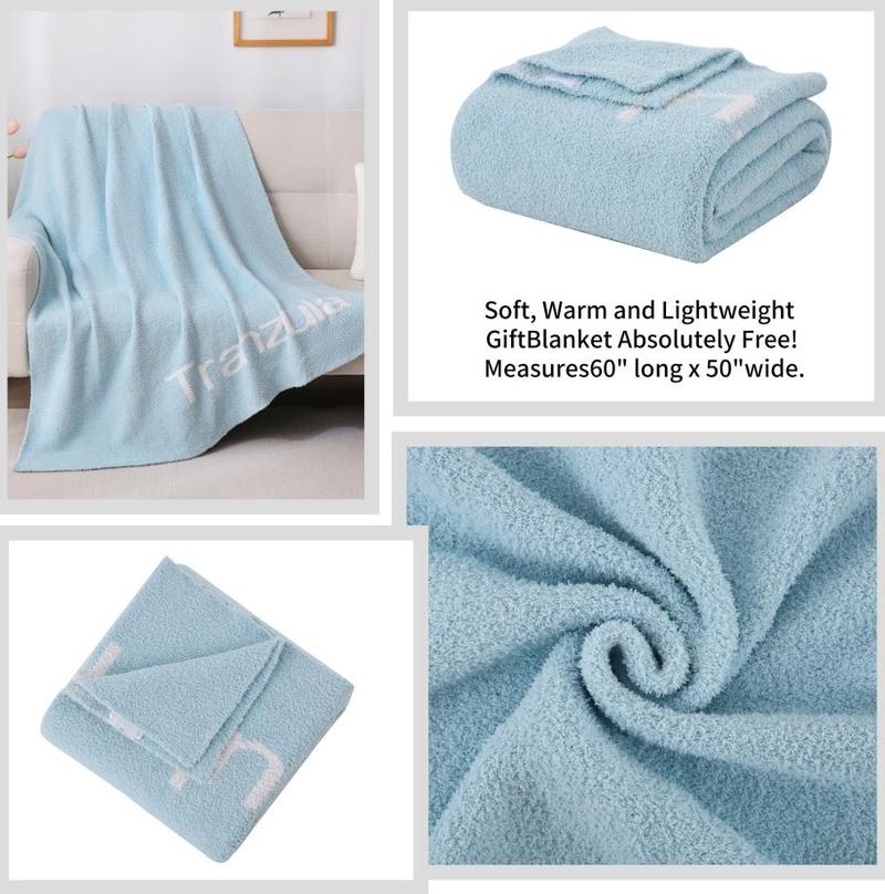 3-Piece Luxury Travel Set, Throw Blanket With Convenient Carry Handle & Silky Satin Eye Mask, Stylish HeadbandHypoallergenic Polyester, Perfect For On-The-Go Comfort & Home Use (50"×60")