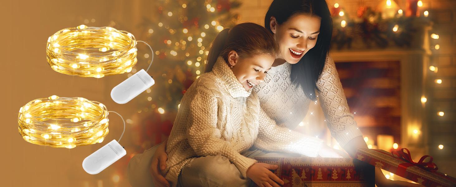 Brightown 12 Pack LED Fairy Lights Battery Operated String Lights - 7ft 20LED Waterproof Silver Wire Firefly Starry Moon Lights for DIY Crafts Wedding Table Centerpieces Party Bedroom Christmas