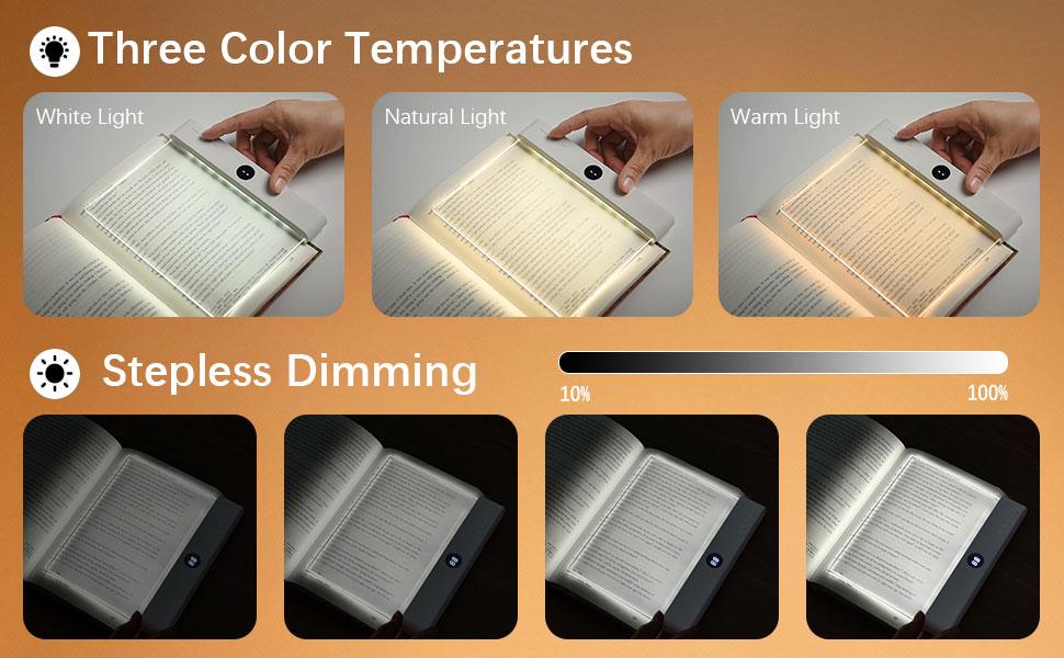 Rechargeable Transparent LED Book Light with Timer, Adjustable Brightness, Full-Page Illumination for Night Reading, Ideal Gift for Readers