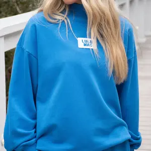 Lulu Mac Terrycloth Mock Neck Sweatshirt Bright Blue