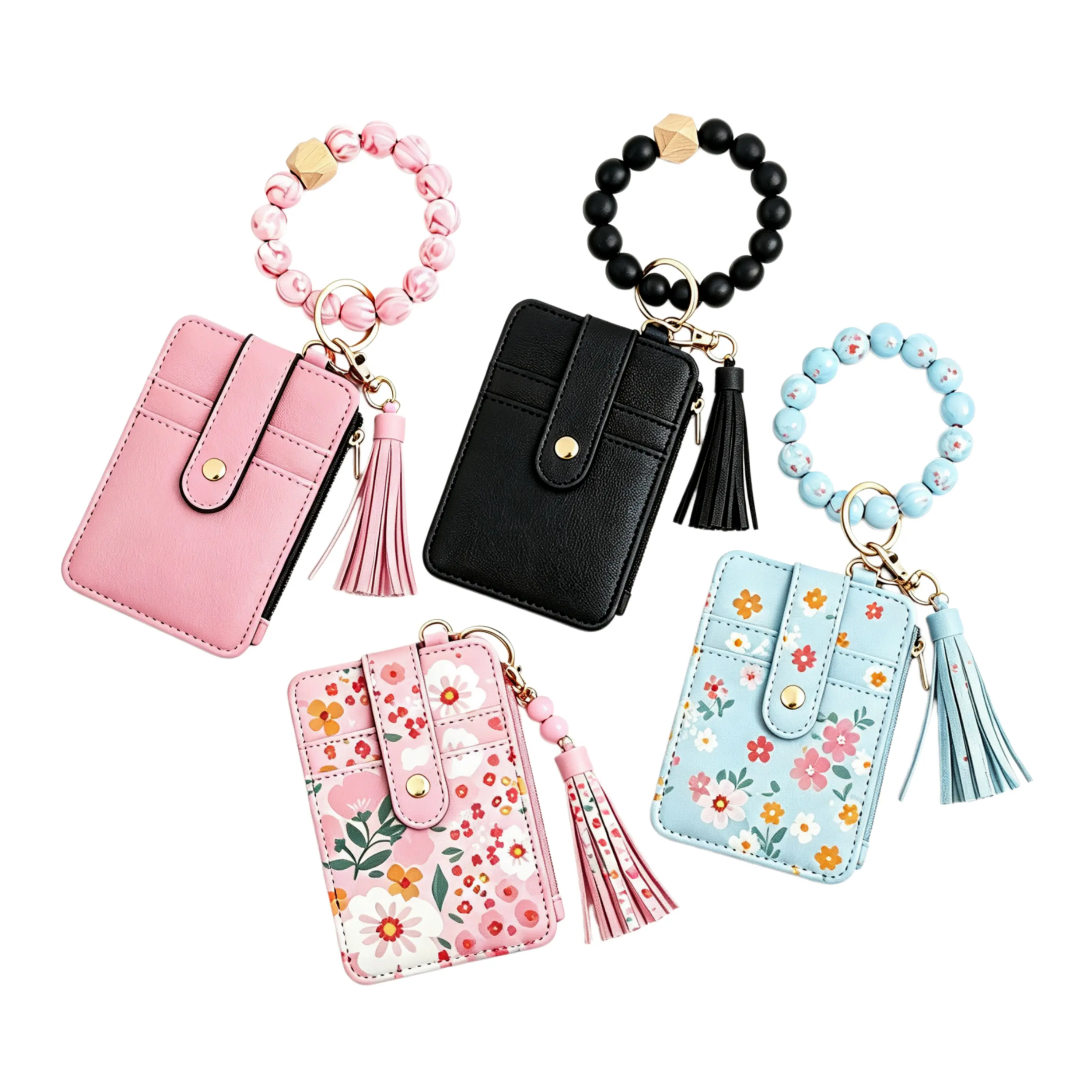 Mini Wallet Keychain Card Holder, Small Coin Purse with Tassel Charm, Portable Card Case for ID, Credit Cards, Keys & Cash, Compact Everyday Wallet Accessories pouch forever perfect gift idea daily essential