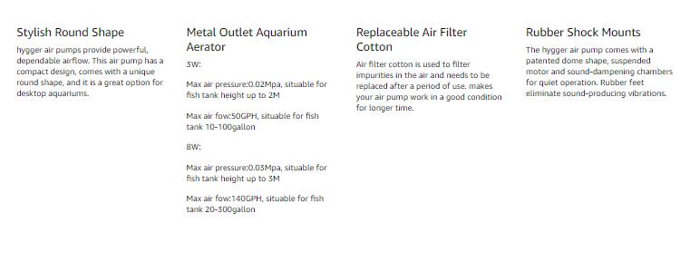 hygger 3W/8W Aquarium Air Pump, Powerful 50GPH/140GPH Adjustable Fish Tank Aerator, Ultra Quiet Oxygen Pump Aquarium Bubbler with Accessories for up to 300 Gallon Tank Aquarium Bubble Tube