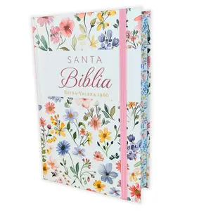 Biblia Letra Grande 12 puntos para Mujer RV1960 tapa dura primavera blanca con elastico