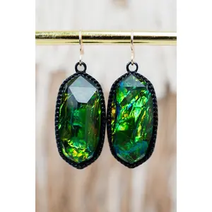 SALE! Deco Dazzle Aurora Green & Black Earrings