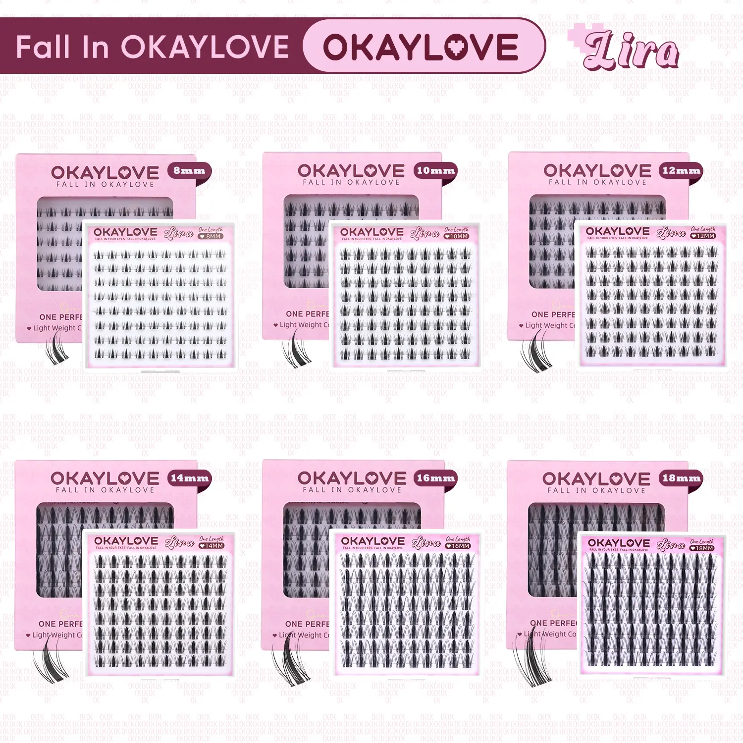 OKAYLOVE Lira Lash Clusters,One Size Eyelashes Clusters for Lira 8/ 10/ 12/ 14/ 16/ 18MM Soft Cluster Eyelash Extensions, DIY Eyelash at home Easily, Natural Makeup Girl Gifts,#backtoschool #sohochic