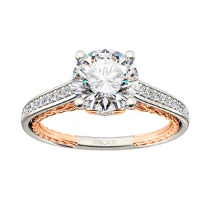 Gnoce Round Cut S925 Cathedral Engagement Ring