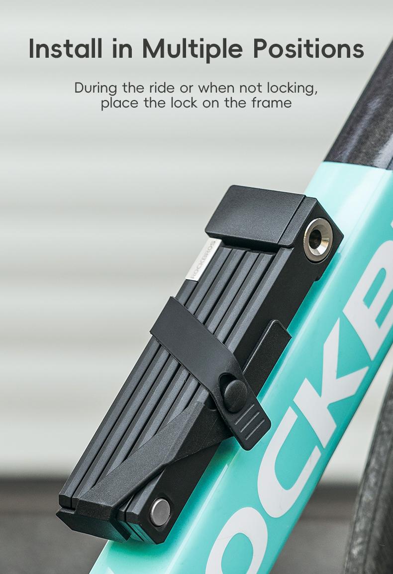 ROCKBROS Folding Bike Lock, Bicycle Lock Heavy Duty Anti Theft, Bike Locks with Mounting Bracket, Durable Alloy Scooter Lock,67 cm/26 inches