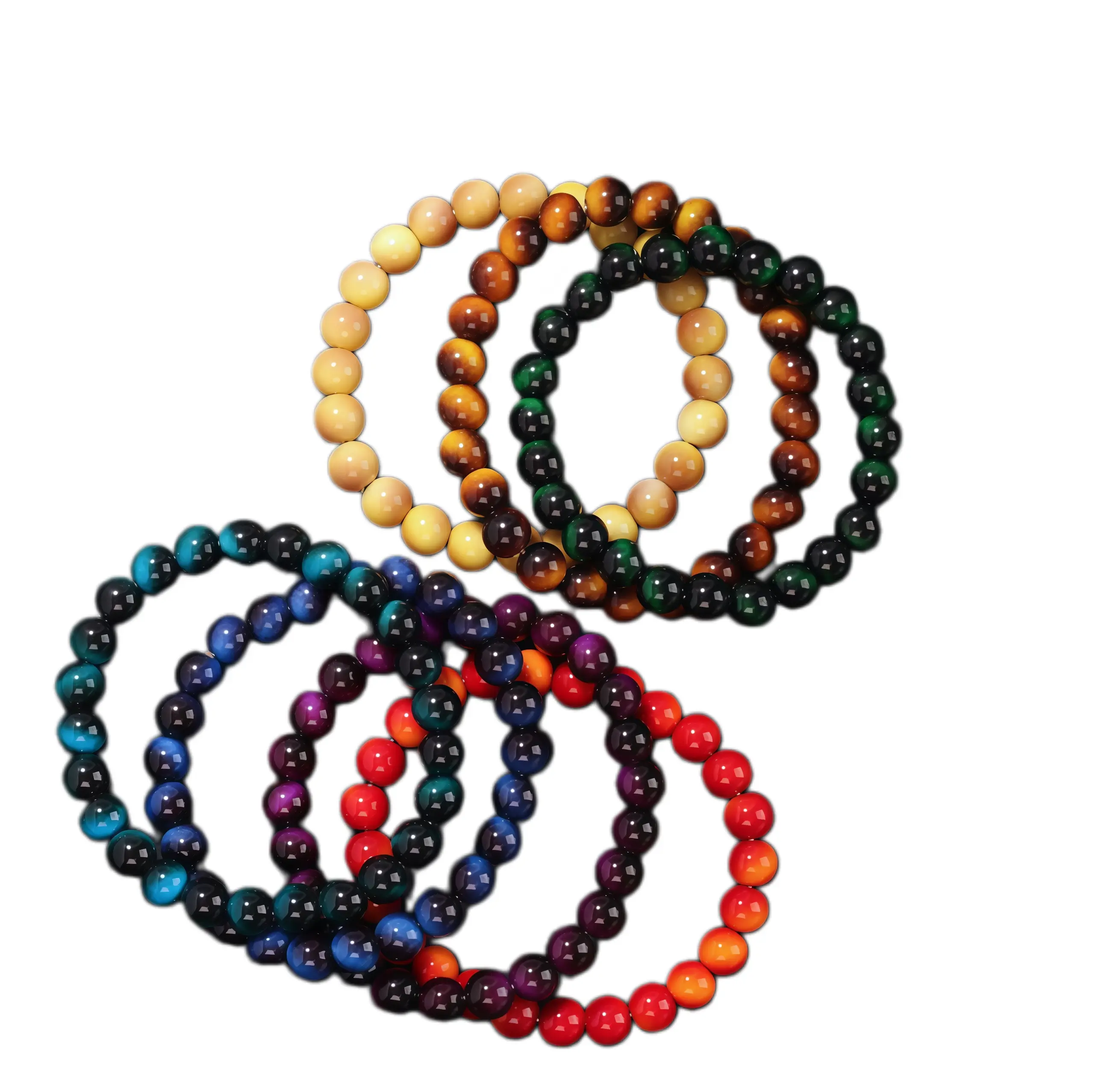 4-Piece Natural Stone Beaded Bracelet Set, Colored Stone Stretch Bands for Women & Men, Energy Healing Jewelry for Luck & Prosperity, Colored Stone Bracelets & Bangles, Crystal Gemstone Bracelets & Bangles
