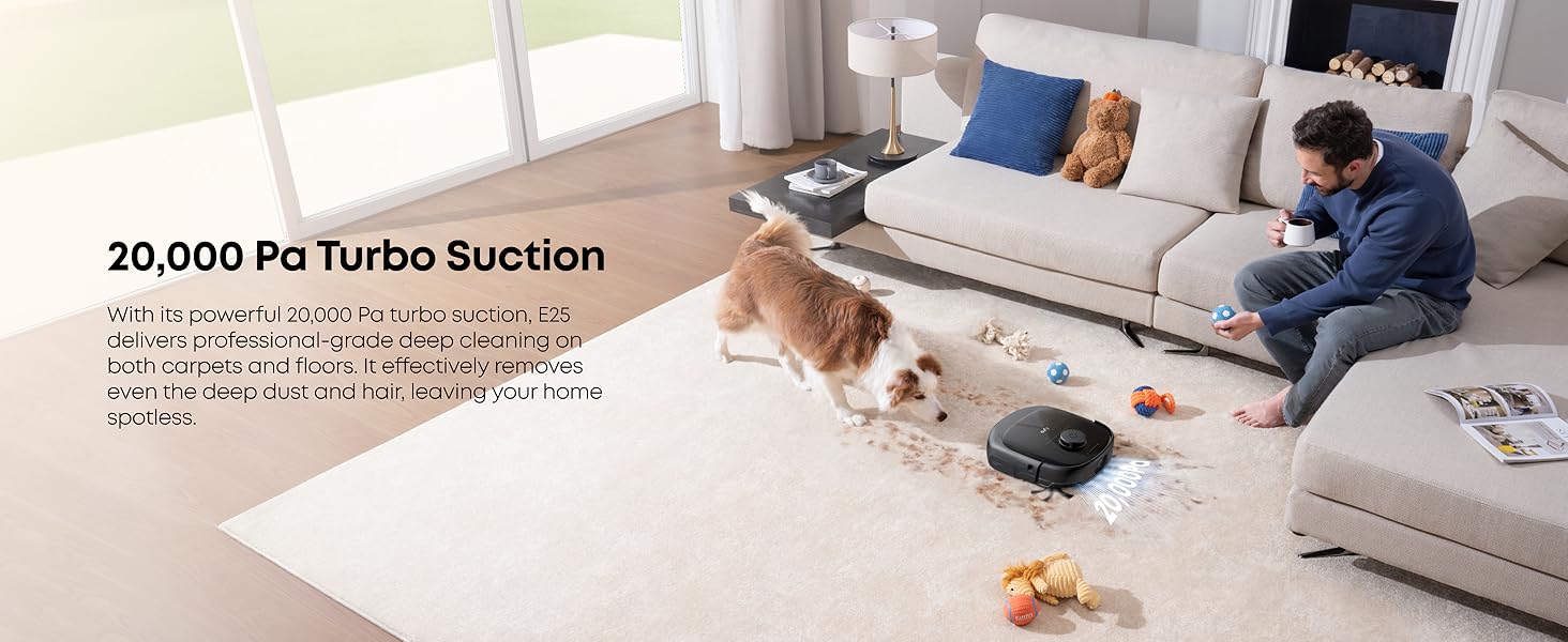 eufy E25 Omni Robot Vacuum and Mop Combo,HydroJet System, 20,000Pa Turbo Suction, Zero-Tangle Design, Edge-to-Corner Deep Cleaning, Obstacle Avoidance, Auto-Empty & Self-Cleaning All-in-One Station eufy E25 Omni Robot Vacuum and Mop Combo,HydroJet System, 20,000Pa Turbo Suction, Zero-Tangle Design, Edge-to-Corner Deep Cleaning, Obstacle Avoidance, Auto-Empty & Self-Cleaning All-in-One Station