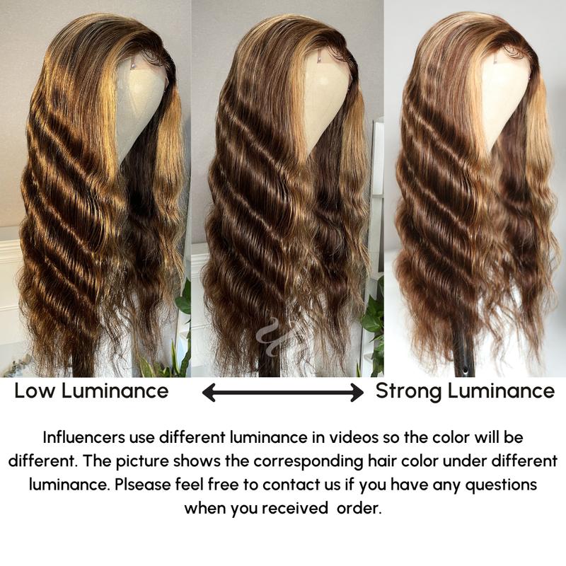 UNice Glueless Honey Blonde Highlights Body Wave Wig With Drawstring Pre Cut 7x5 HD Lace Closure Human Hair Wigs with Bleached Knots Beginners Friendly Ready and Go