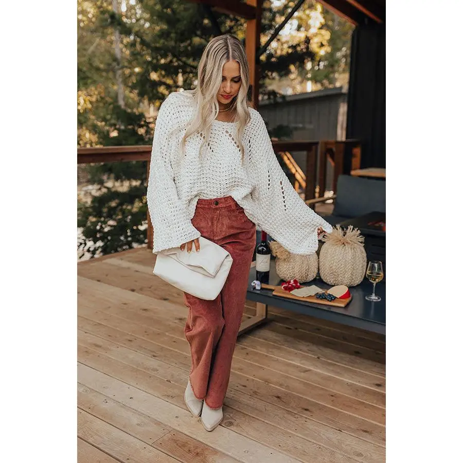 The Madelyn High Waist Corduroy Pants in Maple