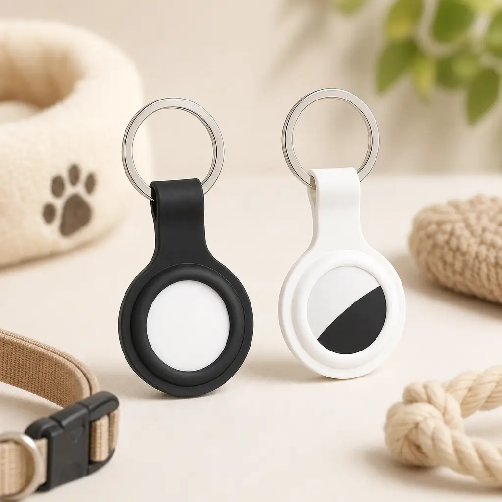 Pet Collar Anti-Lost Tracker Tag for Cats & Dogs - 2-Pack/4-Pack, Sound & LED Alert, Collar/Harness Compatible, iOS Supported, Black/White, Back to School Pet Gift