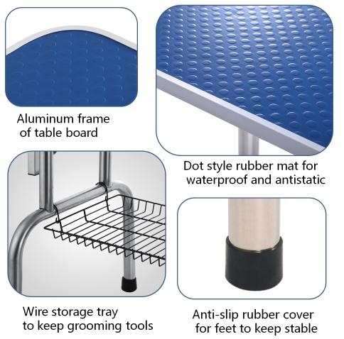 2-in-1 Pet Grooming Table & Care Desk! Foldable & Height-Adjustable, With Hook & Storage Basket, Universal Table for Dog & Cat Bathing/Blowing/ Nail-Trimming