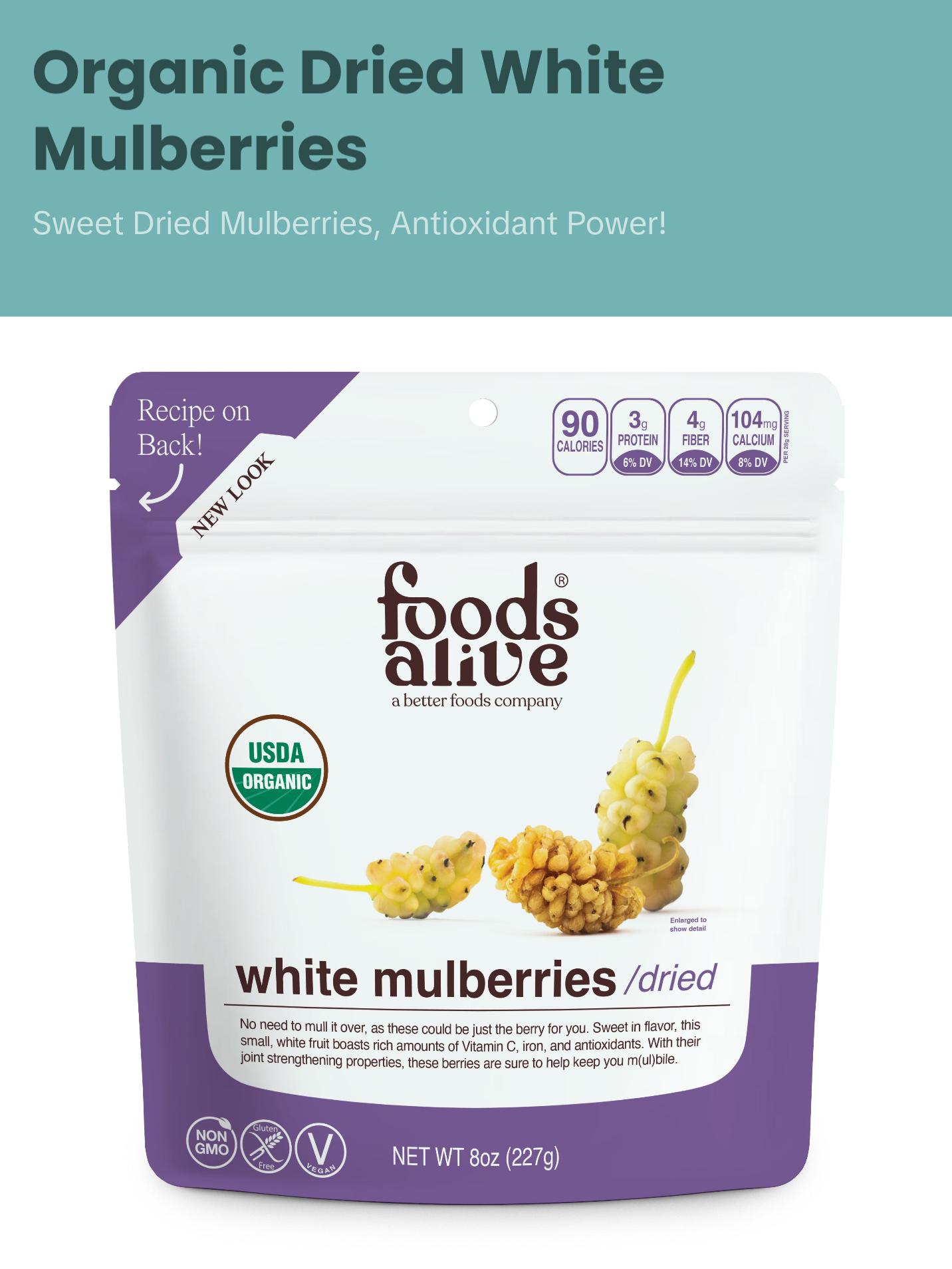 organic white mulberries (dried)
