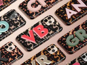 Tortoise Shell Monogram iPhone Case, iPhone 13 Case, iPhone 15 Case, iPhone 14 Case, Big Initials, Personalized Case, iPhone 15 Pro Max Case