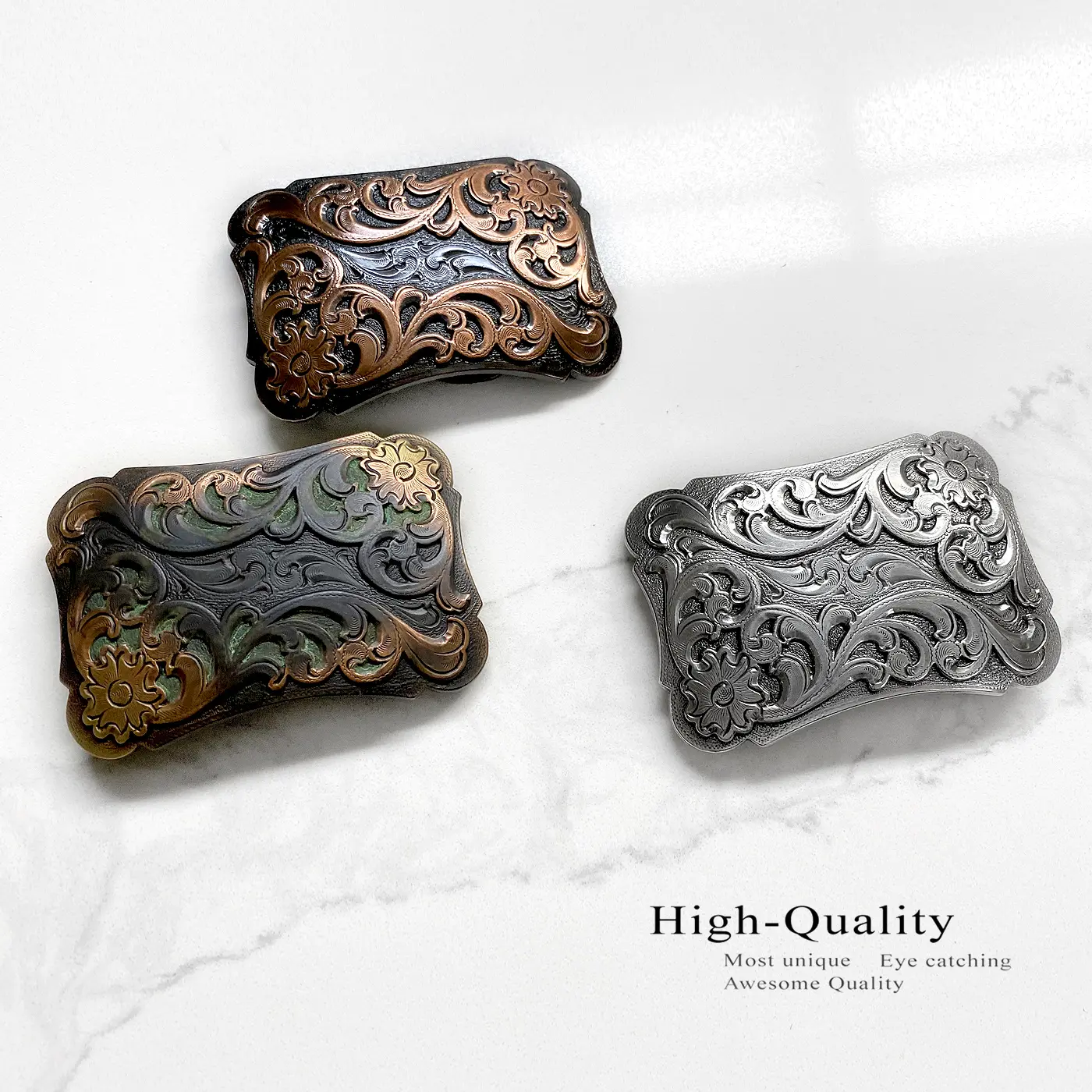 Western Floral Engraved Belt Buckle Fits 1.5\
