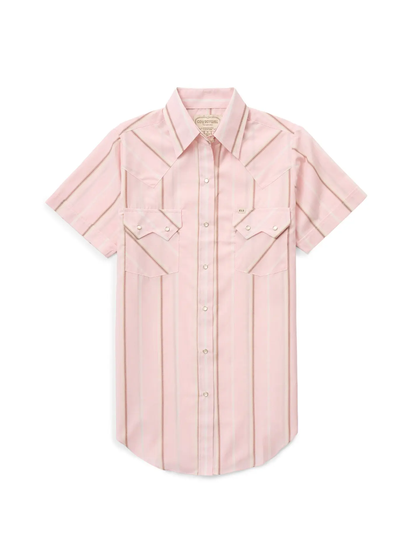 Women's Cowboygirl Blossom Pink Stripe Short Sleeve Granddaddy Snap Shirt