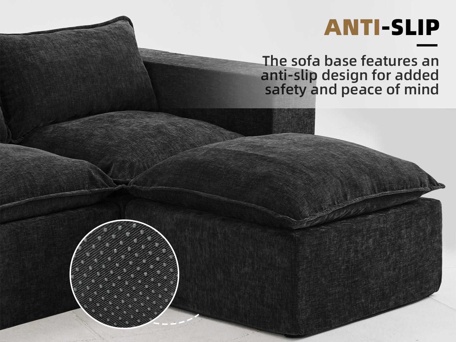 UDPATIO Boneless Couch with Chaise, Chenille Modular Sectional Boneless Sofa Big Comfy Couch with Removable Washable Cover couches for living room, Bedroom No Assembly SpringBreak