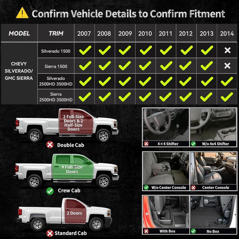 OEDRO Floor Mats Fit for 2007-2013 Chevy Silverado/GMC Sierra 1500 Crew Cab & 2007-2014 Chevy Silverado/GMC Sierra 2500HD/3500 HD Crew Cab (Without Storage Box), TPE All-Weather Floor Liners, 1st and 2nd Row OEDRO Floor Mats Fit for 2007-2013 Chevy Silverado/GMC Sierra 1500 Crew Cab & 2007-2014 Chevy Silverado/GMC Sierra 2500HD/3500 HD Crew Cab (Without Storage Box), TPE All-Weather Floor Liners, 1st and 2nd Row