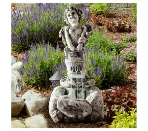 LED Lighted Outdoor Cherub Fountain by Nature Spring