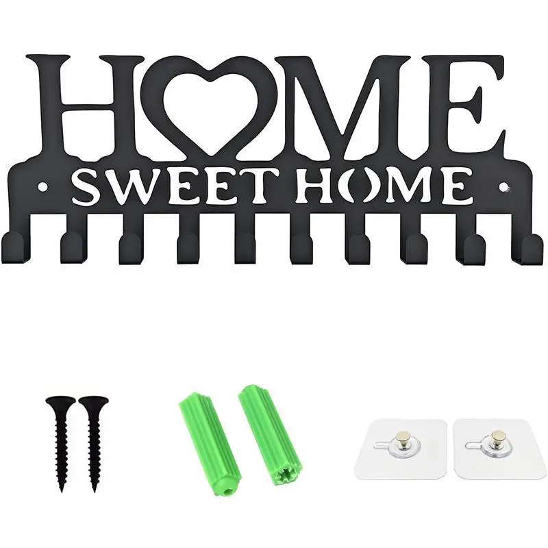 Home Sweet Home Letter Design Wall Mountable Key Holder, Key Hanger Hooks Rack, Wall Organizer for Entryway Door Hallway Bathroom Kitchen, Decoration Items, Decor