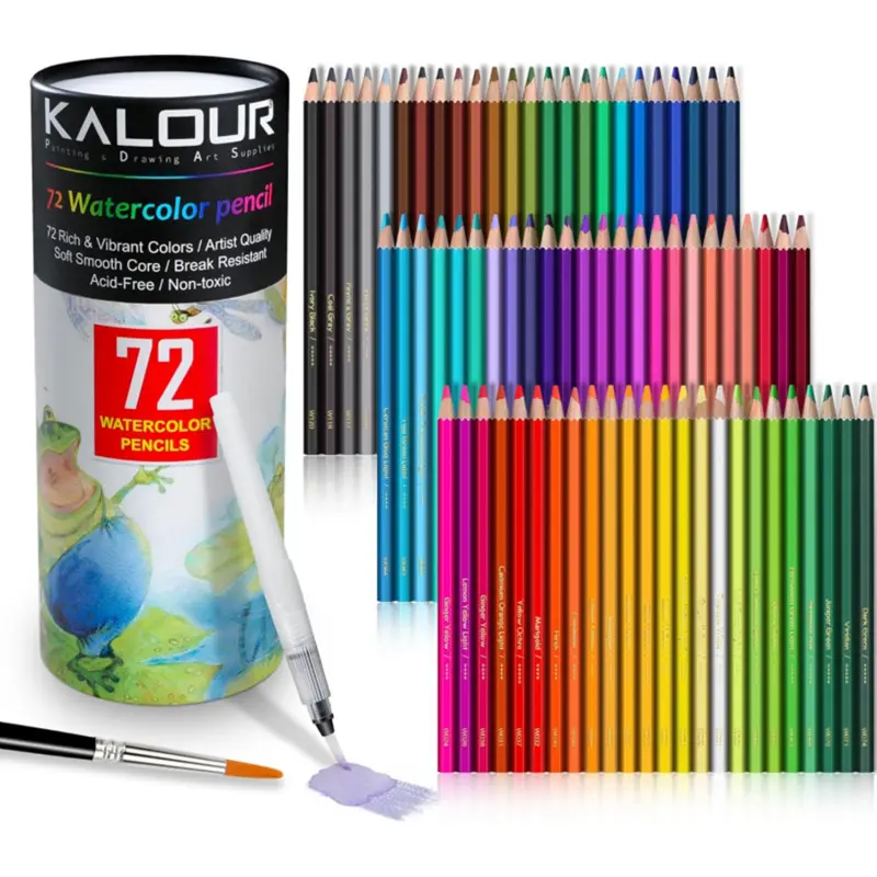 72 Colors Professional Watercolor Pencils, Numbered and Lightfastness, Water-soluble Colored Drawing Pencils for Adult Coloring Book, Water Color Pencils for Artists Beginner, Travel Watercolor Set