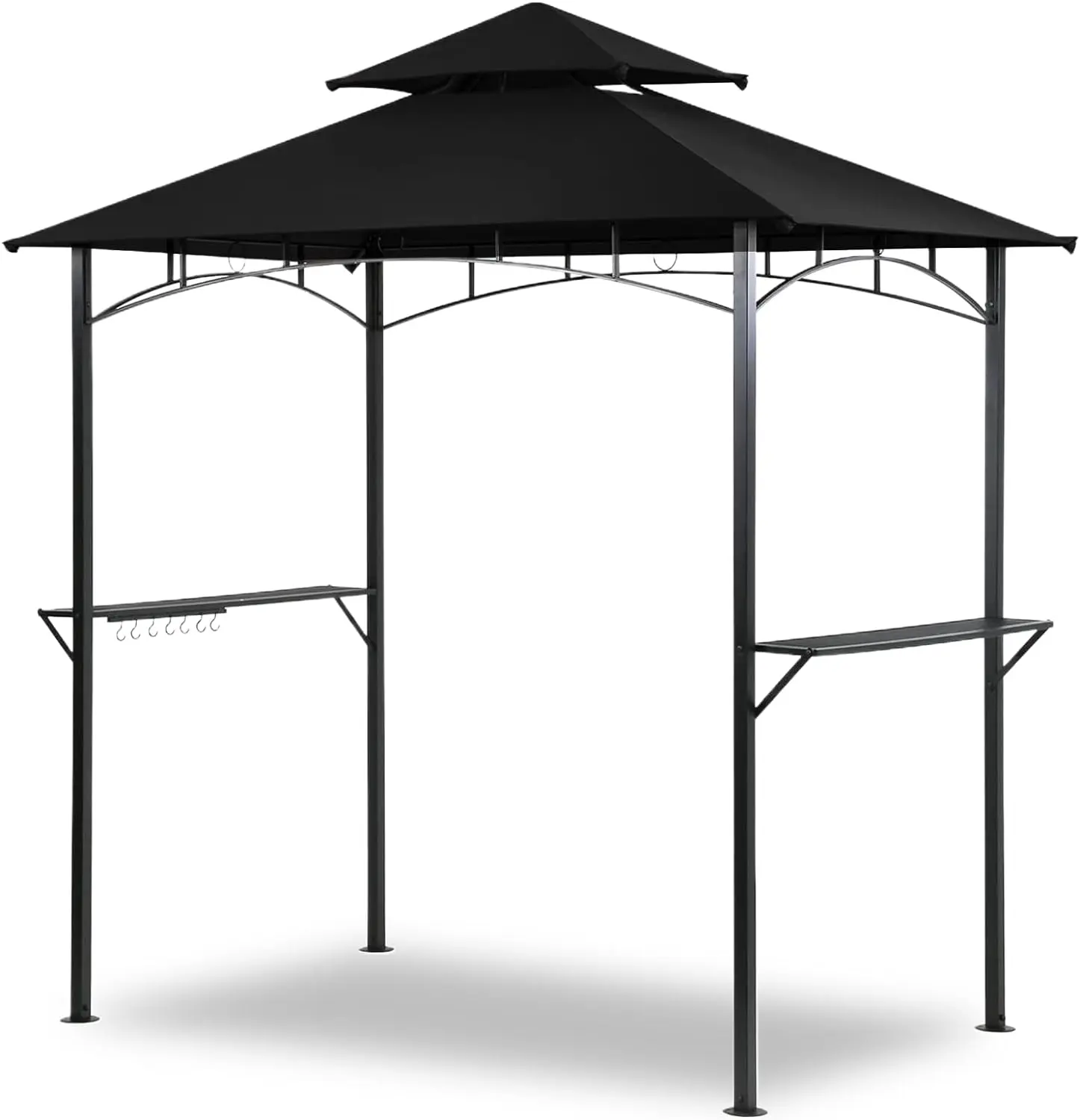 8'x5' Stable Double Roof Metal Grill Gazebo Canopy - 4 Poles, 50+ UV Fabric Outdoor Cooking BBQ Shelter, 94.5"l x59"w x96.5"h All-Weather Patio Sunshade, Corrosion Resistant, Assembly Required Home Essential Furniture, Outdoor Patio Sunshade, Sturdy, Wate