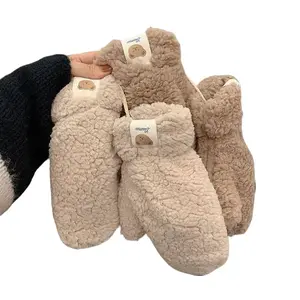 Cute Bear Design Women's Winter Gloves Fleece-Lined Thick Warm Cozy