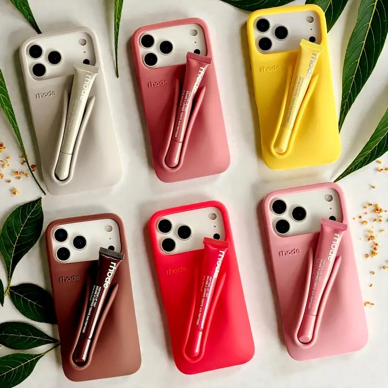 Rhode Lip Tint Silicone Phone Case + Lip Gloss Rhode Lip for iPhone 11–17 Shockproof design, smooth lipstick application| Fashionable protective nutrients, convenient for daily use