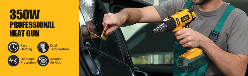 Cordless Heat Gun Compatible with Dewalt 20V Battery(No Battery!!), 350W 122℉-1022℉ Fast Heating Soldering Hot Air Gun with 5 Nozzles for DIY Craft, Shrink Tubing