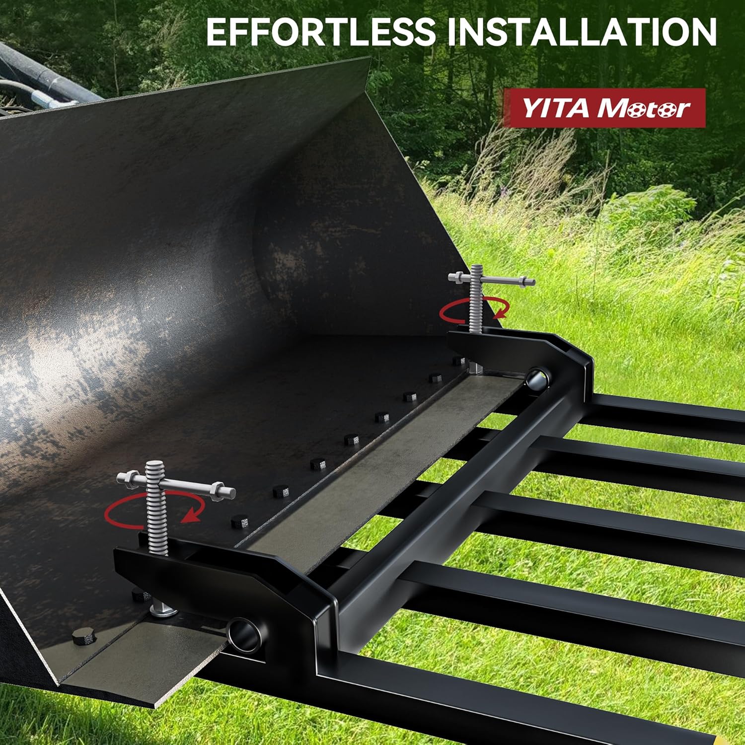 YITAMOTOR Clamp on Debris Forks - 48" / 58" 2500LBS / 4000LBS Heavy Duty Quick Attach Tractor Bucket Pallet Forks with Helical Screw Design for Skid Steer, Farm, Construction, Warehouse Truck