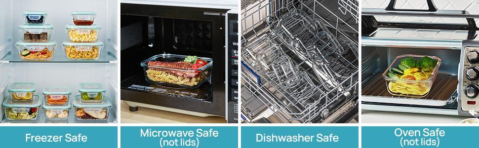 [Video Only] Vtopmart 18 Pack Glass Food Storage Containers with Lids -Stackable Design for Kitchen Utensils Oven Microwave Freezer Dishwasher Kitchenware  Square Fridge Organizers Insulated Lunch Compartment Green Rectangle