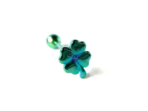 Titanium Shamrock Tongue Ring 14g 16mm 5/8" Clover Tounge Body Piercing Jewelry