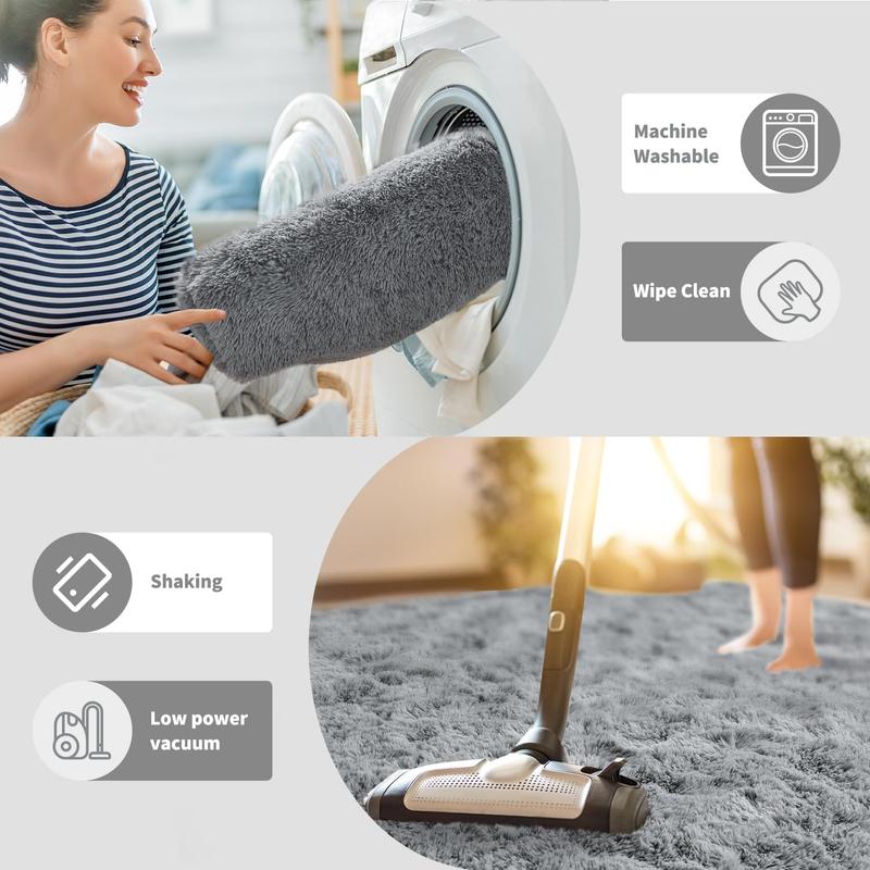 8x10ft Luxury Plush Large Mat for Living Room - Fluffy Modern Shag Non-Slip Soft Mat, Machine Washable Polyester Blend, Rectangular Shape, Ideal for Bedroom, Study, Dorm, Home Decor, Christmas Gift, Christmas Decor